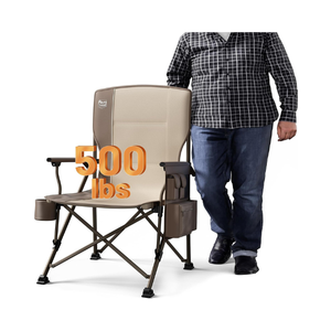 เก้าอี้ตั้งแคมป์พับได้หลังสูงขนาดใหญ่สำหรับผู้ใหญ่ที่ใส่ถ้วย500lbs ถ้วยกระเป๋าด้านข้างกระเป๋าเก็บความเย็นสไตล์โมเดิร์นดีไซน์ - Product Image 1