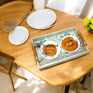 Bandeja de madera MDF pulida Tradebyd Hermosa bandeja decorativa para hoteles, cafeterías y restaurantes - Product Image 3