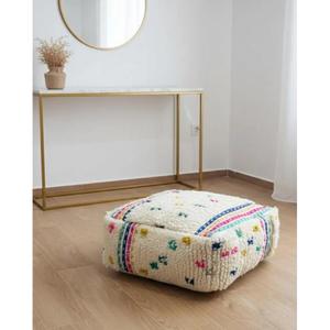 Puf de Cuero Marroquí Hecho a Mano, Otomana Tradicional Artesanal, Decoración del Hogar, Asiento Boho para Sala de Estar - Product Image 1