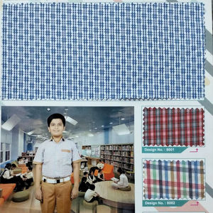 ผ้าทวิลลายตารางหมากรุกสำหรับชุดนักเรียนขายดีที่สุด ผลิตจากผ้าฝ้ายเนื้อเชิ้ต  วัสดุจากโรงงานในอินเดีย - Product Image 1