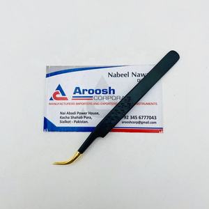 Haute Qualité Professionnel Or Pointe J Courbe Pince À Cils Pointe Pointue Durable En Acier Inoxydable Logo Personnalisé En Gros - Product Image 4