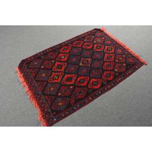 Alfombra Vintage de 3x4.4 pies, Alfombra Turca Pequeña, Alfombra Abstracta Roja y Azul - Product Image 4