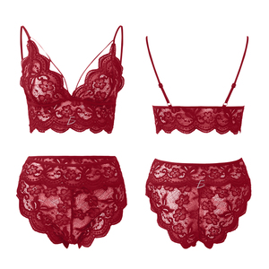 Set Reggiseno e Mutandine in Pizzo a Vita Alta con Spalline Regolabili e Stile Boyshort con Bretelle, Fornitura ODM - Product Image 4