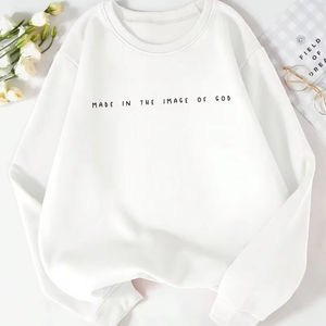 Sudaderas con capucha de punto con estampado informal personalizado, sudaderas sueltas de diseño elegante, ropa de calle transpirable de algodón 100% para mujer - Product Image 4