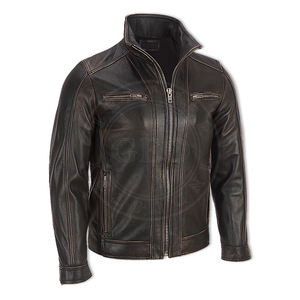 Manteaux de motards avec logo personnalisé OEM en cuir véritable pour hommes - Product Image 3