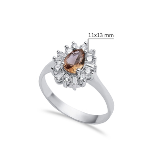 Fashionable Design Pear Cut Sultanite CZ Stone Cluster <b>Ring</b> 925 Sterling Silver <b>Ring</b> Wholesale Turkish Jewelry - Product Image 2