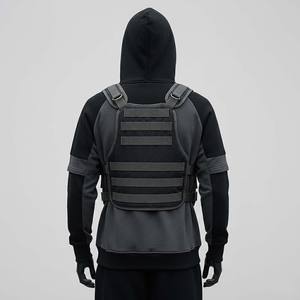 Sweat-shirt tactique d'hiver pour homme style Cyberpunk, mode Dark Warcore, épais, avec gilet de poitrine intégré à boucles numériques - Product Image 2