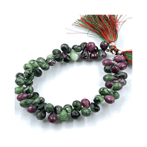 Cuentas de piedra Briolette de lágrima de zoisita de rubí Natural de 8 pulgadas de alta calidad, cuentas de piedras preciosas sueltas de 5-6mm para la fabricación de joyas - Product Image 2