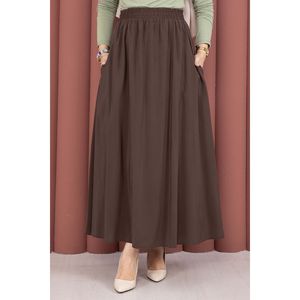 For Tencel <b>Skirt</b> <b>Elastic</b> Waist Pockets Comfortable Breathable Brown Chiffon Straight Style XS Size Digital Printed Spandex - Product Image 2