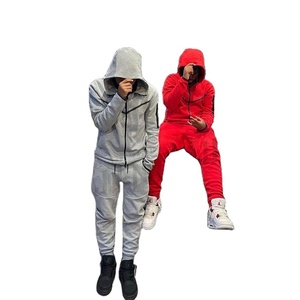 Unisex Custom Heavyweight 400GSM <b>Distressed</b> Tracksuit Luxury Vintage Winter Tracksuit With Your Logo - Product Image 1