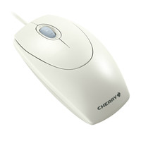 Ratón de ordenador original CHERRY WheelMouse gris claro con cable y sensor óptico y diseño simétrico para zurdos y diestros