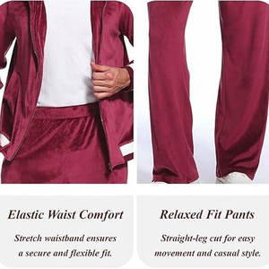 Velvet <b>Velour</b> Streetwear <b>Tracksuits</b> 2-Piece Jacket Jogger Sets Stretch Quick Dry Breathable Eco-Friendly by Pakistani Supplier - Product Image 2