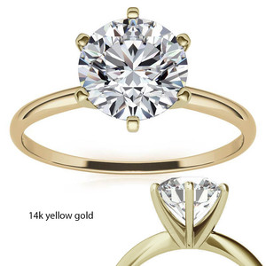 Bague solitaire Tishya en or 14 carats avec moissanite de 1,5 mm, couleur D, pureté VVS1, minimaliste, pour fiançailles, promesse ou mariage, bijoux fins plaqués or - Product Image 6