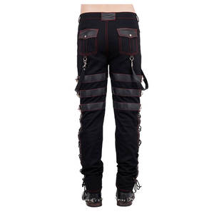 กางเกงแฟชั่นสไตล์โกธิคสีแดงเข้มลายหัวกะโหลกขนาดใหญ่สำหรับผู้ชาย พร้อมสายรัดโซ่และหมุดเงิน 2026 - Product Image 4