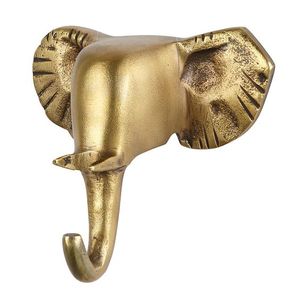 Crochet mural tête d'éléphant Design fini doré Crochet mural polyvalent Matériau de haute qualité Quantité en vrac Expédition instantanée - Product Image 1