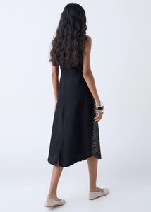 Vestido acampanado de mezcla de algodón estampado negro Paisley - Product Image 4