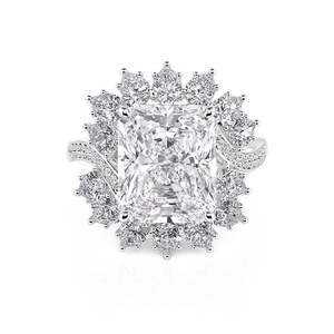 Bague de fiançailles Jeulia Vintage Halo Twist Cushion Cut en platine - Product Image 1