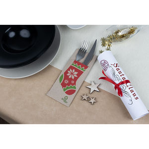 Serviettes de table Eco Nature 32x40cm Botas Green Print Point-to-Point Kanguro Cutlery Pocket Napkin Eco Nature 450pcs B2B - Product Image 1