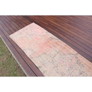 Tapis turc vintage 2,6x8,1 pi (78x248 cm), tapis patchwork rose - Product Image 3