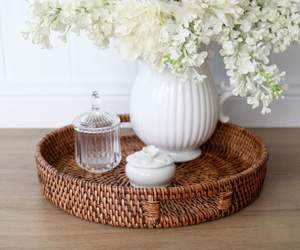 Merveilleux plateau de service moderne en rotin de bambou vaisselle faite à la main pour la décoration de maison de ferme de stockage - Product Image 6