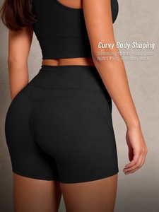 Conjunto de Yoga de 2 Piezas Negro, Top Corto Deportivo con Espalda Cruzada y Pantalones Cortos de Cintura Alta con Bolsillos, Ropa Deportiva Elástica en 4 Direcciones sin Costuras - Product Image 6