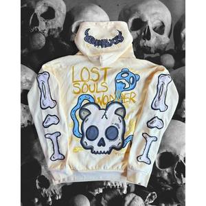 Jersey con estampado geométrico de letras de calavera gótica, sudaderas con capucha gráficas de punto para mujer, ropa de invierno de Hip-Hop de calle alta, sudadera Y2K - Product Image 5