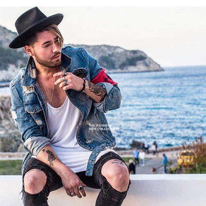 Chaqueta de lona lavada con ácido vintage unisex, ropa de calle vaquera con capucha desgastada de gran tamaño con impresión digital personalizada para hombres y mujeres - Product Image 4