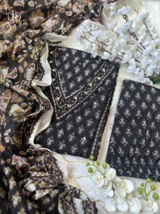 Ensemble de costumes afghans à fleurs bleu marine entièrement brodés pour femmes, vêtements de mariage et de fête de l'Inde - Product Image 6