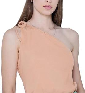 เสื้อครอปแขนกุดสำหรับผู้หญิงเสื้อผ้าเซ็กซี่เสื้อครอปแขนกุดสีอ่อนแขนกุดเปิดไหล่ข้างหนึ่งสำหรับฤดูร้อน - Product Image 5