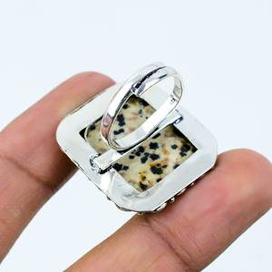 Anillos de Jaspe Dalmático Natural con Incrustaciones Rectangulares en Bisel para Uso Diario - Product Image 3