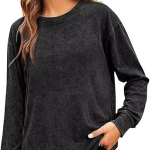 Sudaderas de Algodón con Cuello Redondo para Mujer, Tallas Grandes, Lavado Ácido, Suministro ODM para Invierno, Sudaderas para Mujer de Tallas Grandes - Product Image 1