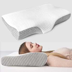 Modern Ergonomic Contoured Memory Foam Bed <b>Pillow</b> Therapeutic <b>Cervical</b> <b>Neck</b> <b>Pillow</b> with Breathable Removable Sky Blue Cover - Product Image 2