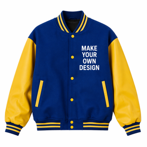 Custom Design <b>Men's</b> Varsity <b>Jacket</b> Black <b>White</b> PU Leather Sleeve Casual Autumn Button Front Heat Transfer Printing - Product Image 3