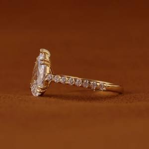 Anillo Cerrado de Plata de Ley S925 para Mujer, Diseño de Ojo de Caballo con Corte de Flor de Hielo, con Incrustaciones de Diamantes en Corte Pera, Joyería Elegante para Propuesta de Matrimonio - Product Image 2