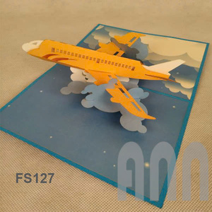 Meilleure vente 3D Pop-up Avion Kirigami Carte Nouveau design Papier fait main Carte de vœux Japon Mat Vernis Anniversaire Saint Valentin - Product Image 1