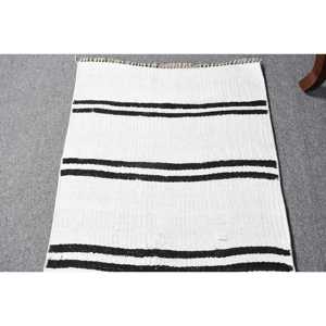 1.8x8.4 ft Vintage <b>Runner</b> <b>Rug</b>, White Black Turkish Animal Print Wool <b>Rug</b> - Product Image 3