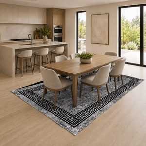 RUGS DEPOT LXDP-0194 Wholesale Charcoal Grey Marble Effect Digital Printed Machine Washable Chenille Area Rug Non <b>Slip</b> - Product Image 4