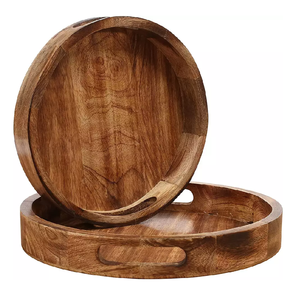 Plateau/support en bois avec poignée en métal, rectangulaire, appareil de cuisine, plateau décoratif pour aliments, restauration rapide, thé, café - Product Image 4