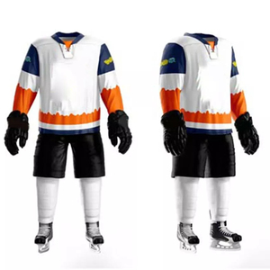 ชุดเสื้อฮอกกี้น้ำแข็งสำหรับผู้ใหญ่ราคาดีที่สุด ระบายอากาศได้ดี ลายพรางพิมพ์แบบ Sublimation โพลีเอสเตอร์ บริการ OEM พร้อมสีและขนาดที่กำหนดเองได้ - Product Image 1
