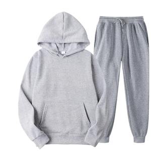 Automne hiver vêtements de sport décontractés nouveaux hommes femmes polaire survêtement à capuche pantalon Long ensemble couleur unie épais pull numérique imprimé - Product Image 6