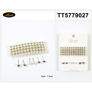 Barrettes à cheveux Linda en fausses perles 7 cm, élégantes, avec nœud, accessoire pour cheveux pour femmes, usage quotidien - Product Image 6