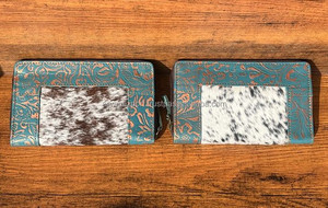 มาใหม่จริง Cowhide หนังหนังแกะสลักคลัทช์เคสโทรศัพท์สไตล์สีเทอร์ควอยซ์หนังตะวันตกร้อนขายผู้หญิงกระเป๋าสตางค์ - Product Image 4