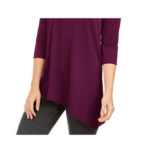 Top da Donna Alfani con Stampa Floreale e Taglio Asimmetrico, Collo Alto con Paillettes, Colore Vino, Taglie Petite, Medium, XL, 3XL per Feste Autunnali - Product Image 3