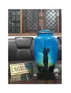 Urne funéraire en métal de la meilleure qualité avec un design floral unique noir argenté et plusieurs couleurs pour les cendres adultes - Product Image 3