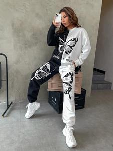 Conjunto Deportivo de Invierno para Mujer, Manga Larga, Algodón, Estilo Jogger, Color Sólido, Dos Piezas, Ropa Informal para Estar en Casa - Product Image 5