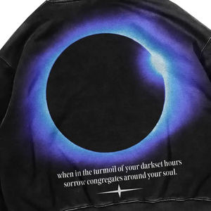 Sweat-shirt à capuche surdimensionné noir imprimé Eclipse Streetwear Sweat-shirt graphique unisexe Style vintage Pull à capuche tendance Hip Hop - Product Image 6