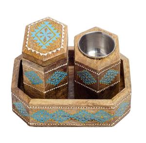 Brûleur d'encens en bois de manguier imprimé de Style dame de luxe Bakhoor Mubakhara imprimé à la main pour diffuseur d'aromathérapie à usage religieux à la maison - Product Image 1