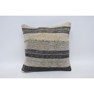 Almohada de lana de lujo de 14x14, cojín de retazos Kantha Beige con patrón esponjoso Vintage para ropa de cama, decoración de sofá, tejido portátil de 18x18 pulgadas - Product Image 1