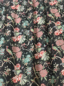 Élégant noir imprimé d'oiseaux floraux 100% rideaux en coton taille personnalisée prix de gros - Product Image 2