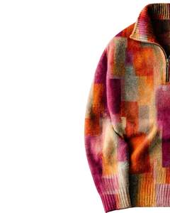 Suéter de Punto Personalizado para Hombre, Cuello Alto, Textura Acanalada, Color Gris Oscuro, Cálido, Informal, para Invierno, OEM Personalizado - Product Image 2